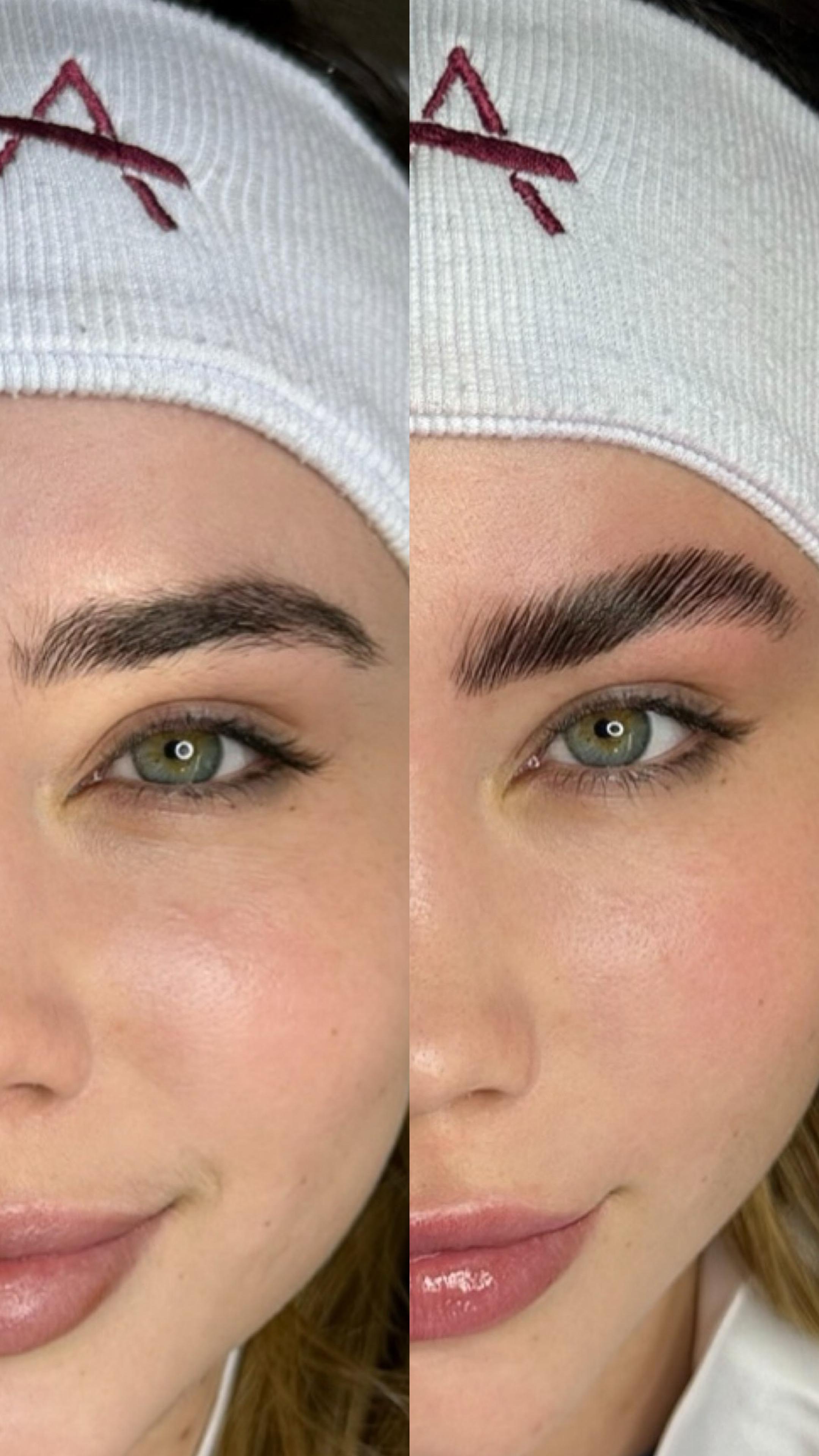 Antes e depois design de sobrancelhas