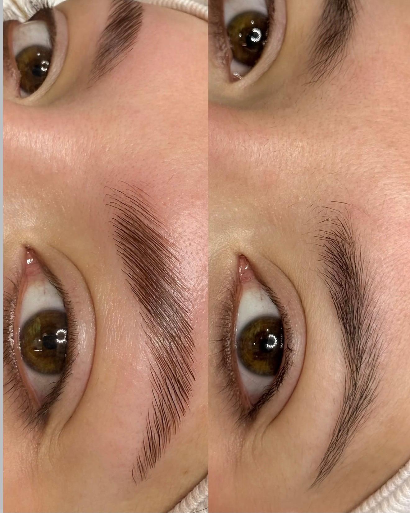Antes e depois design de sobrancelhas