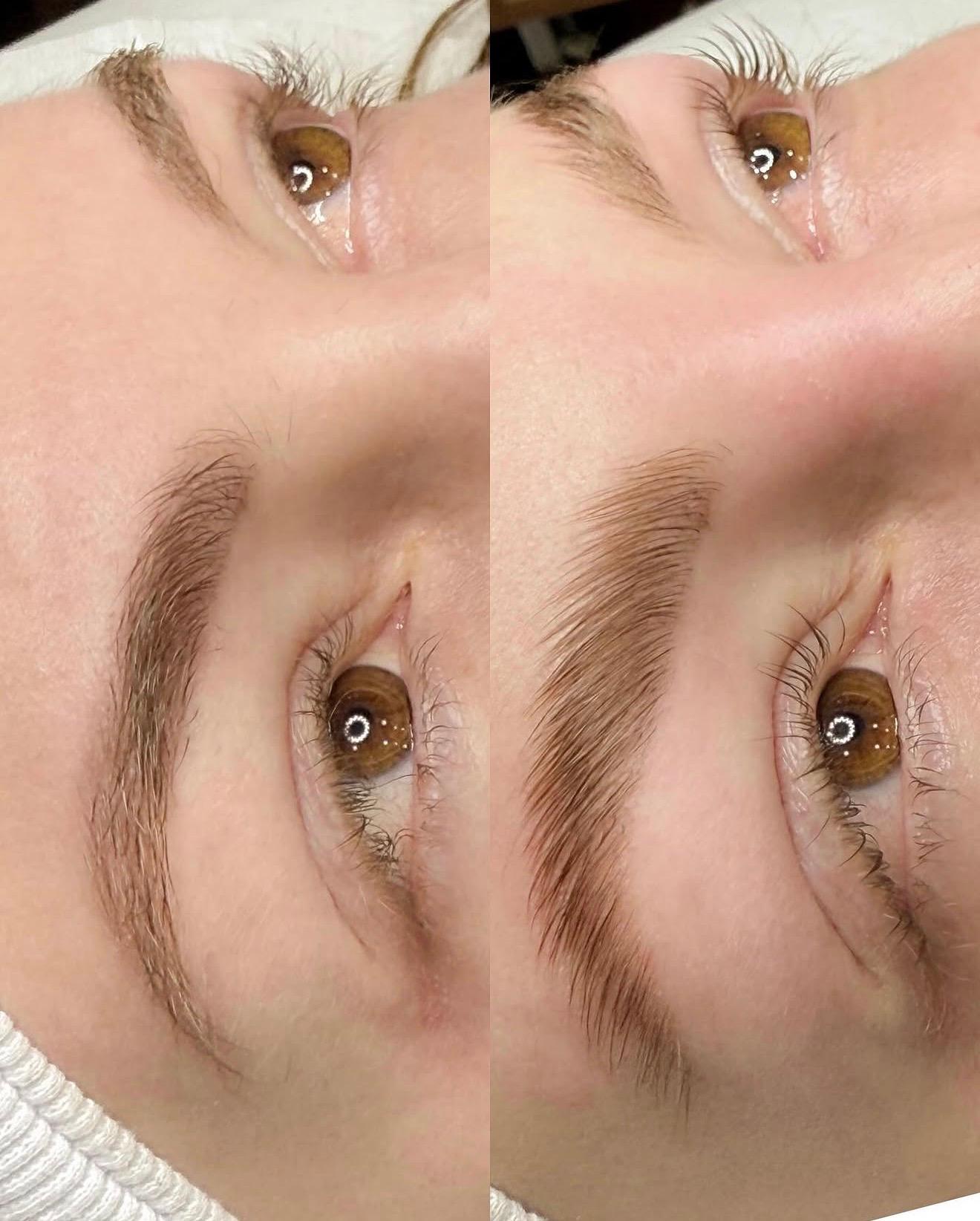 Antes e depois design de sobrancelhas