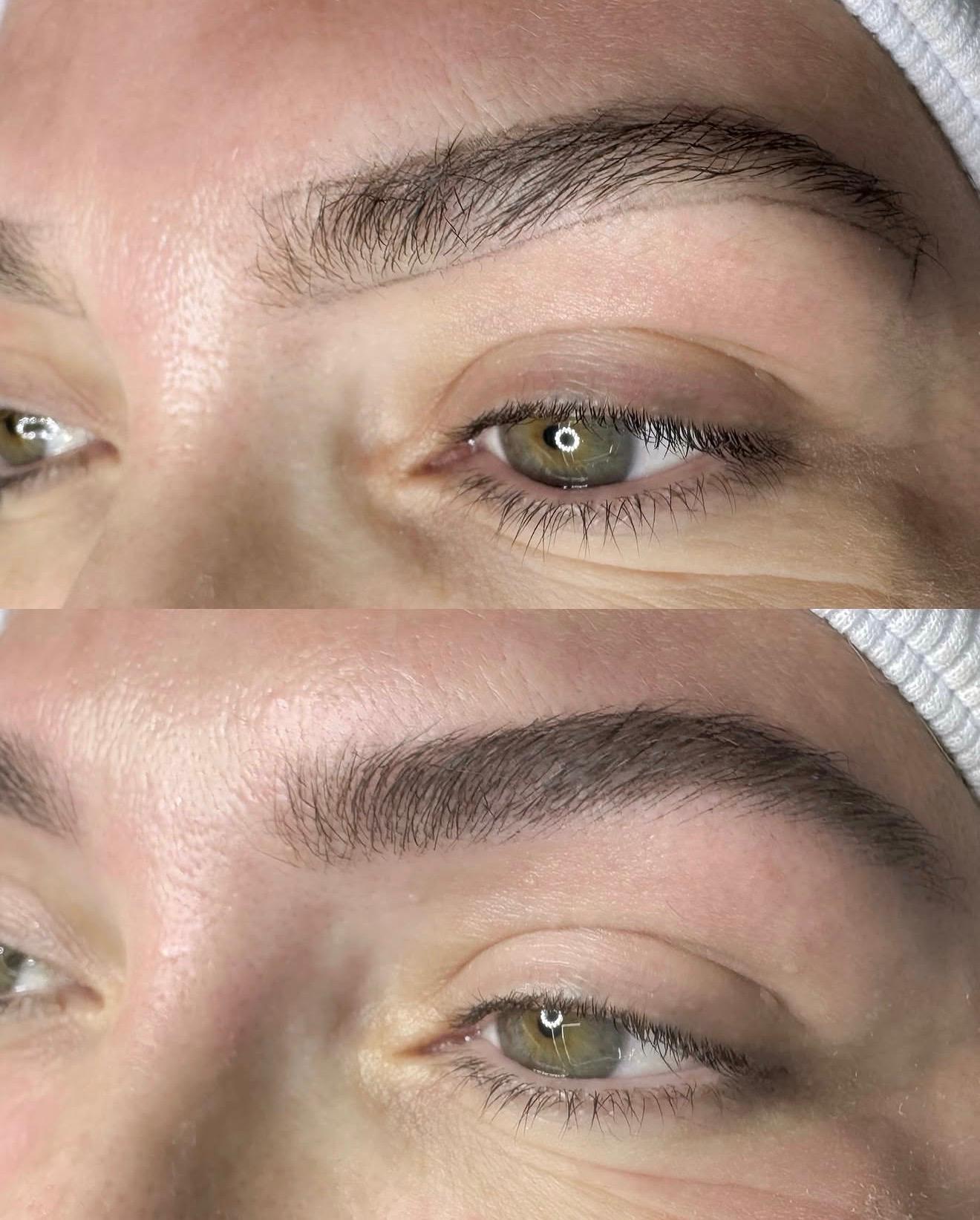 Antes e depois design de sobrancelhas